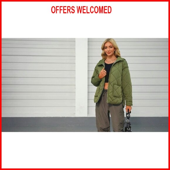 Quilted Puffer Jacket Hooded Long Sleeve Zip Up Winter Coat Lightweight - Picture 8 of 8